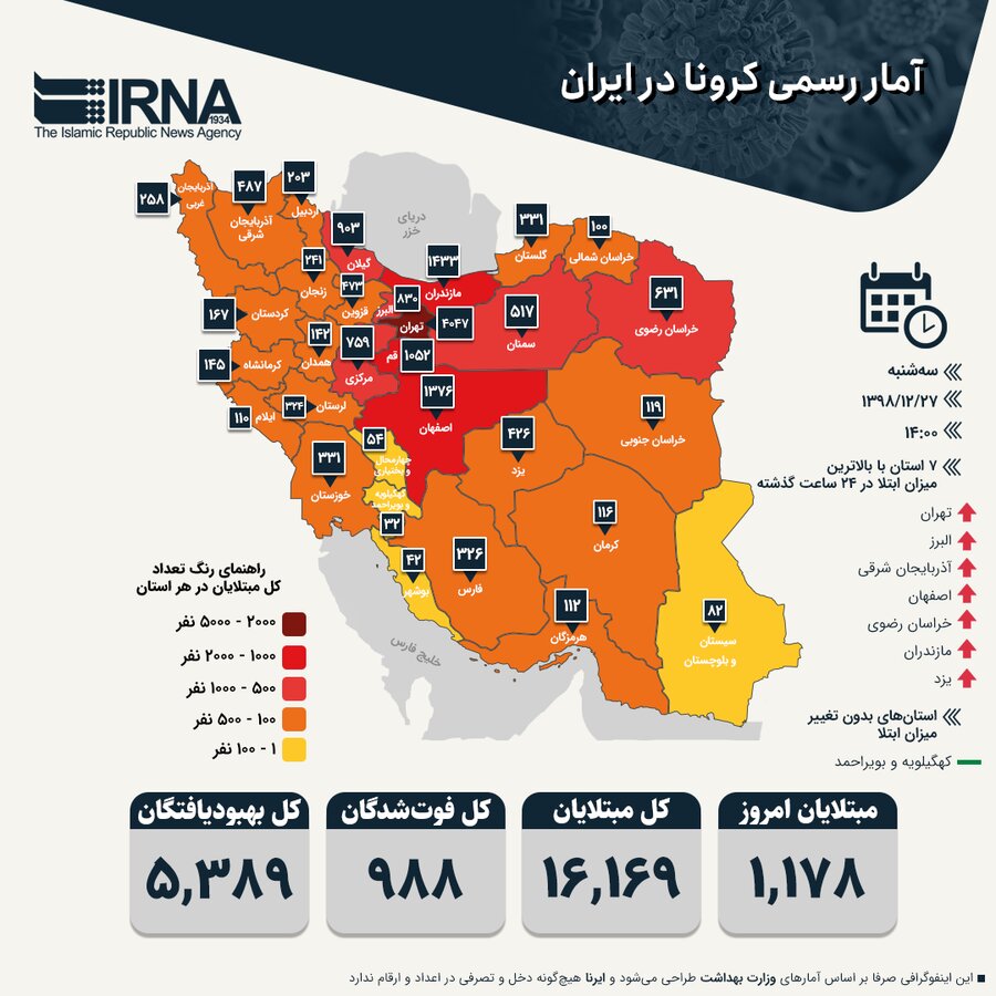 آخرین آمار رسمی کرونا در ایران